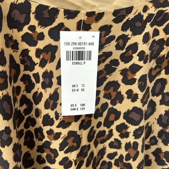 ⭐️ NEW Abercrombie & Fitch XS Petite Leopard Animal Print Midi Dress - Picture 3 of 10